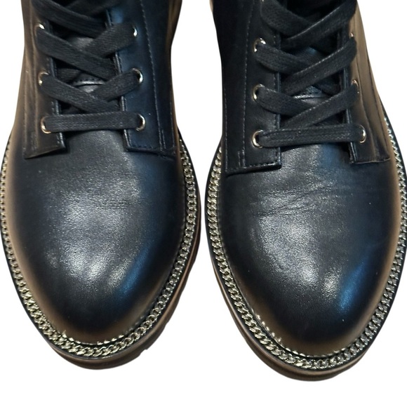 Kurt Geiger Black Leather Sutton Rhinestone Embellished Eye Combat Boot  Size 6 - Picture 2 of 12